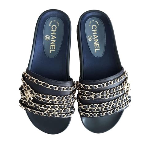 chanell sandalen|chanel black and white sandals.